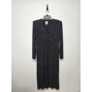 Vintage R&M Richards Shimmery Long Sleeve Kimono Duster, Size 12, Black & Silver